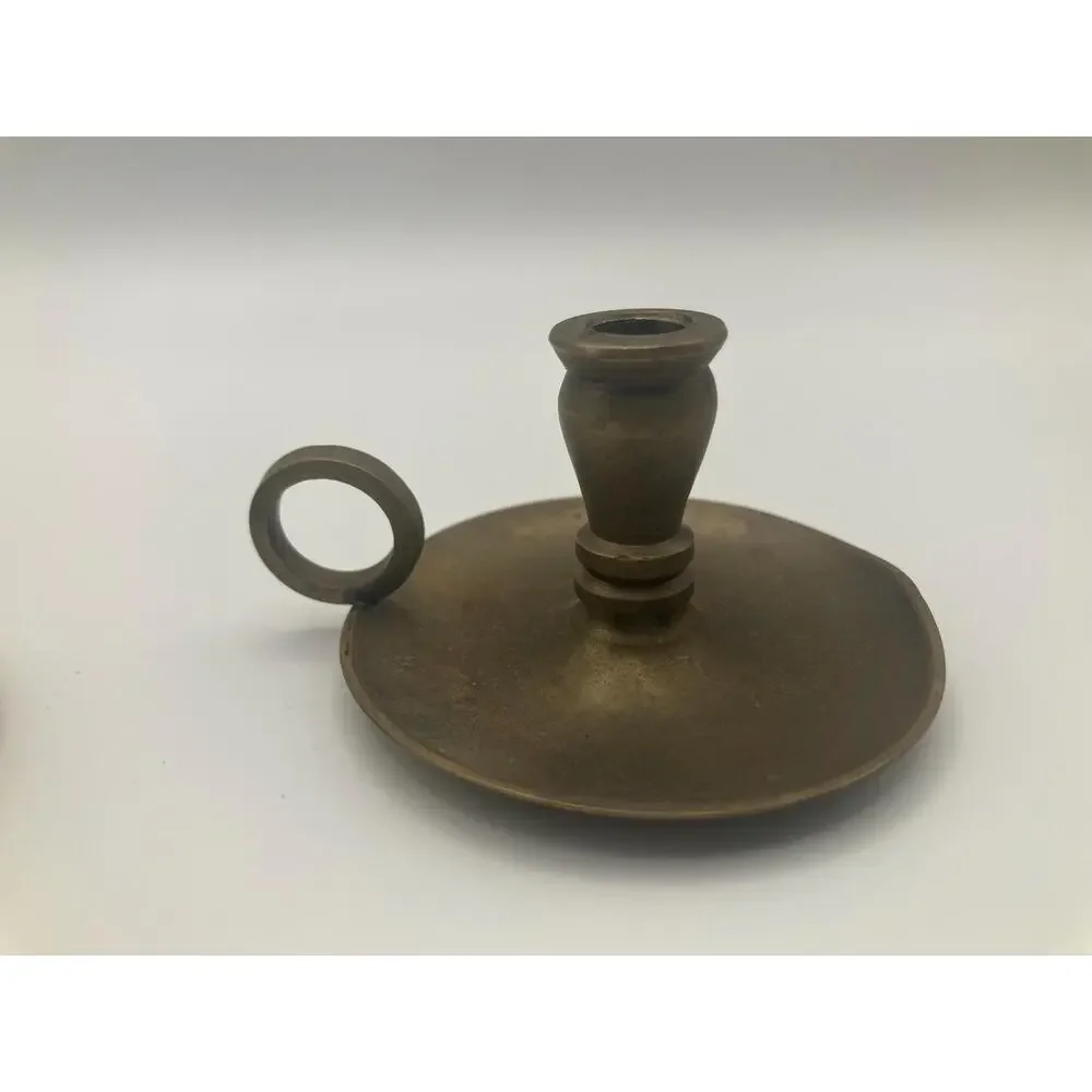Vintage Brass Chamberstick Candle Holders Pair – Small Candlesticks Colonial